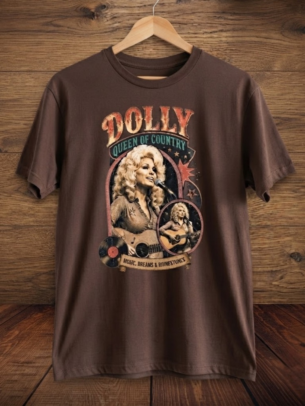 Dolly Queen of Country Music Dreams & Rhinestones Vintage Memories Graphic Tee - Picture 2 of 6